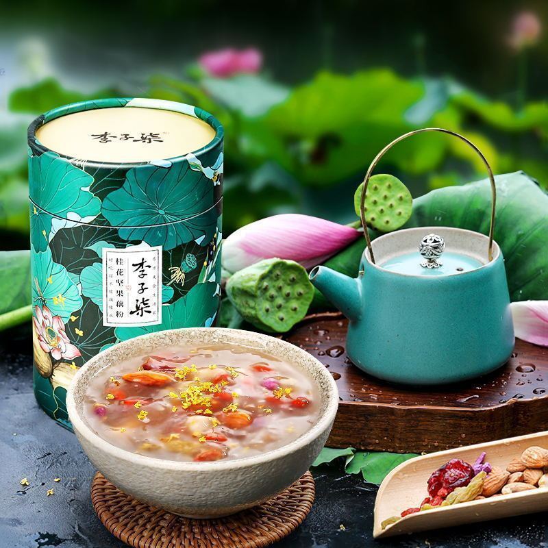 李子柒 桂花坚果藕粉3分钟美食 大粒坚果高颜值营养代餐