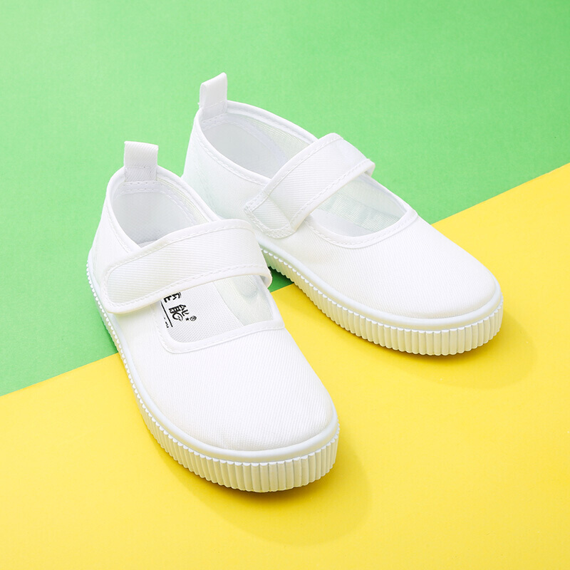 迪鲁奥diluao儿童小白鞋小学生校园白色球鞋幼儿园表演鞋女童魔术贴