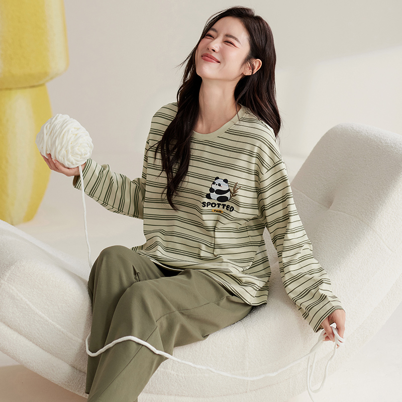 长袖长裤睡衣女春秋款纯棉夏天可爱女款女孩初中生家居服2025新款 XXL AM-24120
