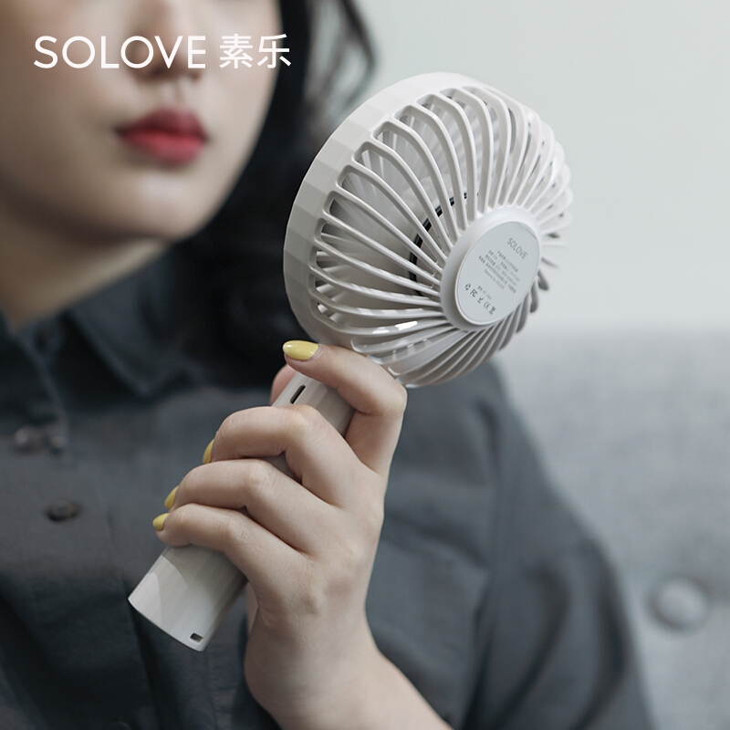 SOLOVE素乐USB小电风扇学生宿舍随身小型超静音手持手拿握桌上便携式军训网红迷你可爱可充电大风力电动电扇-F1竹簧绿