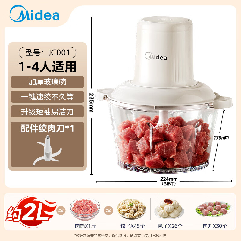 美的(Midea)绞肉机家用绞馅机碎肉机电动多功能一体料理搅拌机绞肉机 MJ-JC001高清大图