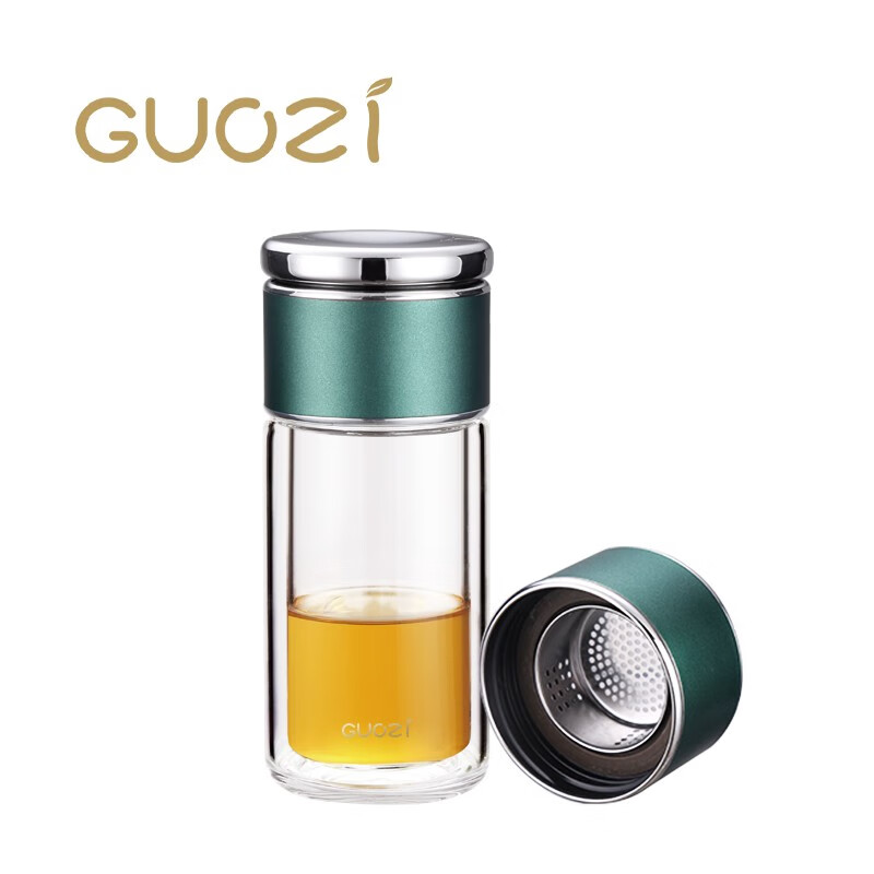 果兹(GUOZI)GZ-S54星羽控茶杯玻璃杯茶水分离水杯225ml 黑色高清大图