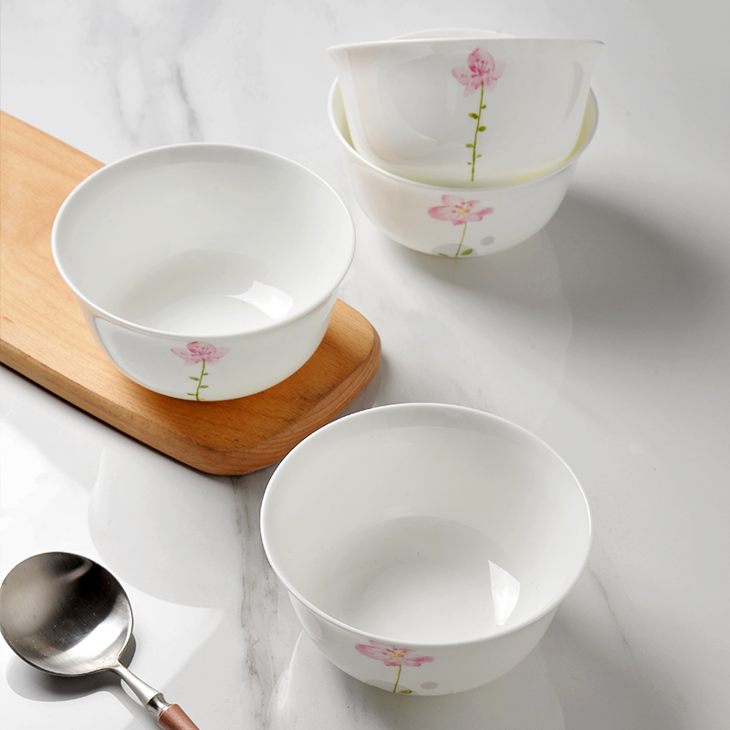 碗4.5英寸家用烘焙精灵米饭碗汤碗面碗韩式餐具陶瓷甜品碗 安然若素面碗(6个)