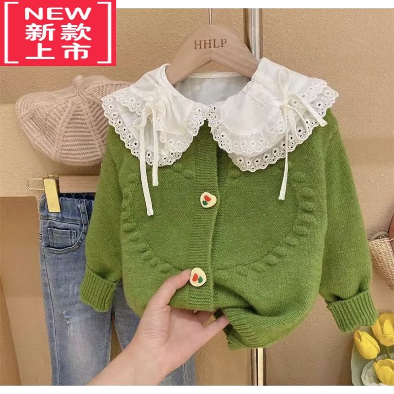 可莉允女童秋季针织衫2022新款儿童爱心毛衣小女孩洋气韩版外套开衫上衣图片
