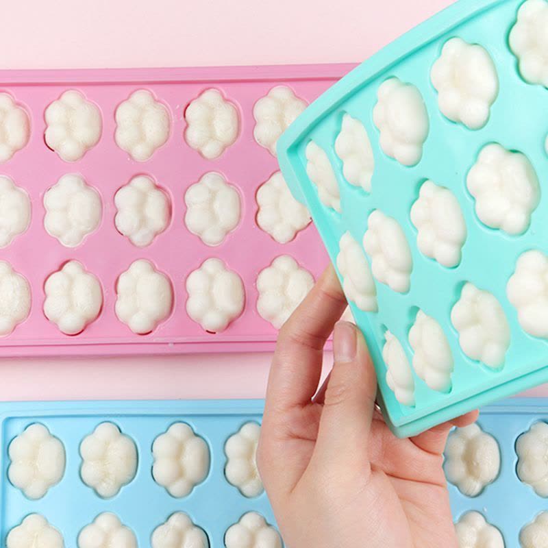 猫爪冰块的模具速冻冰格带盖小型制冰格冰块模具冰盒冰袋家用|3套[粉爪+蓝爪+粉冰格]送3盖子图片