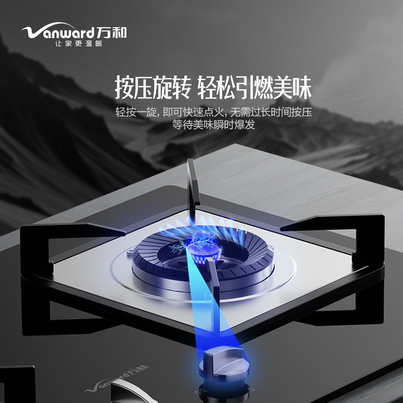 万和(Vanward) 液化气燃气灶JZY-B8L03Q大火力 4.2kW双眼灶 钢化玻璃台嵌两用一级能效 嵌入式台式灶