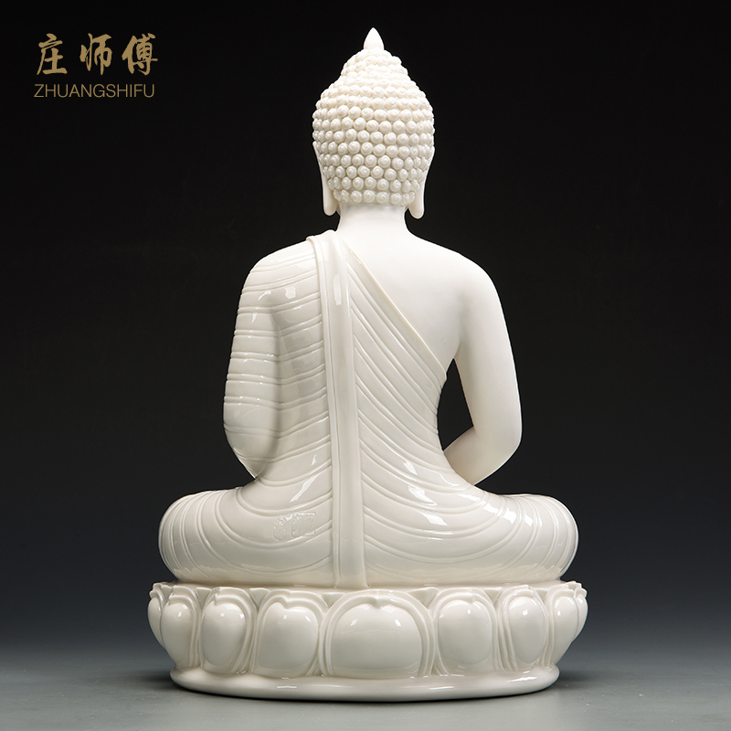 陶瓷东南亚佛像释迦摩尼阿弥陀佛药师佛菩提如来佛像摆件 三维工匠 释迦摩尼佛(紫砂灰)