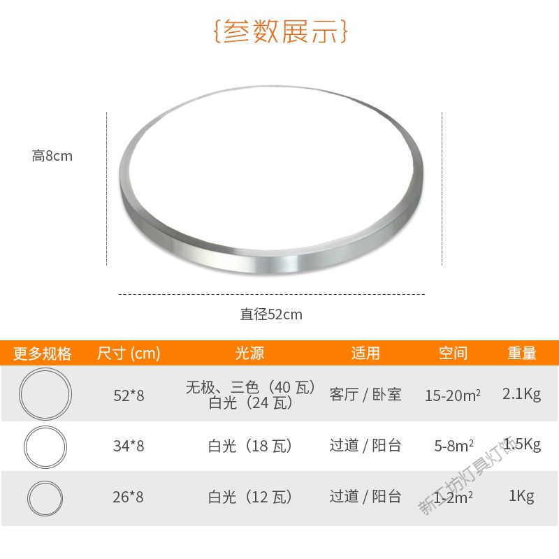 苏宁放心购 圆形亚克力入户吸顶灯卧室灯房间灯具书房走廊过道灯卫生间厨卫