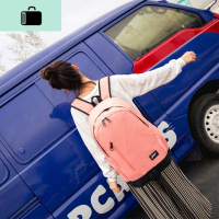 韩版双肩包女中学生书包男大容量帆布旅行包电脑包休闲运动背包潮NEWLAKE 小号胭脂红
