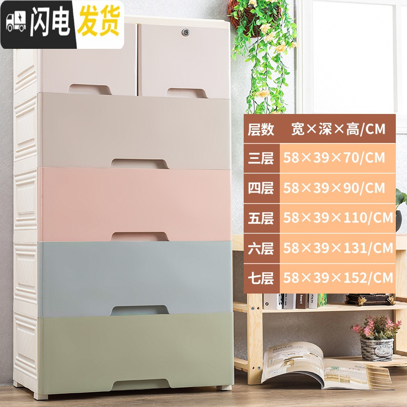三维工匠加厚抽屉式收纳柜儿童宝宝衣柜塑料柜储物柜婴儿整理柜子五层斗柜高清大图