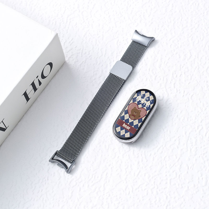 适用小米8/9/nfc手环表带磁吸米兰尼斯腕带金属运动防水防汗透气金属米兰磁吸智能手环运动NFC七八九十代男女3264 太空灰 适用小米手环10陶瓷版