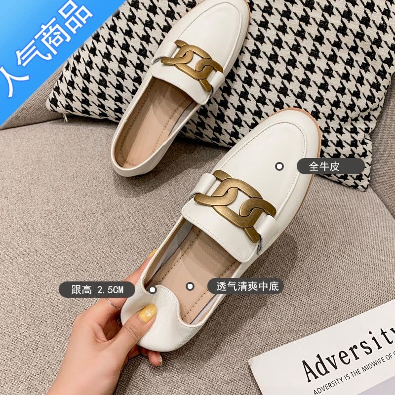 SUNTEK乐福鞋女平底复古春秋季新款英伦小皮鞋正装中跟加绒粗跟单鞋图片