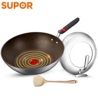 苏泊尔(SUPOR)火红点不粘无油烟炒锅 可立盖 家用无油烟炒小米饭不粘电磁炉燃气炒菜锅EC30HP03