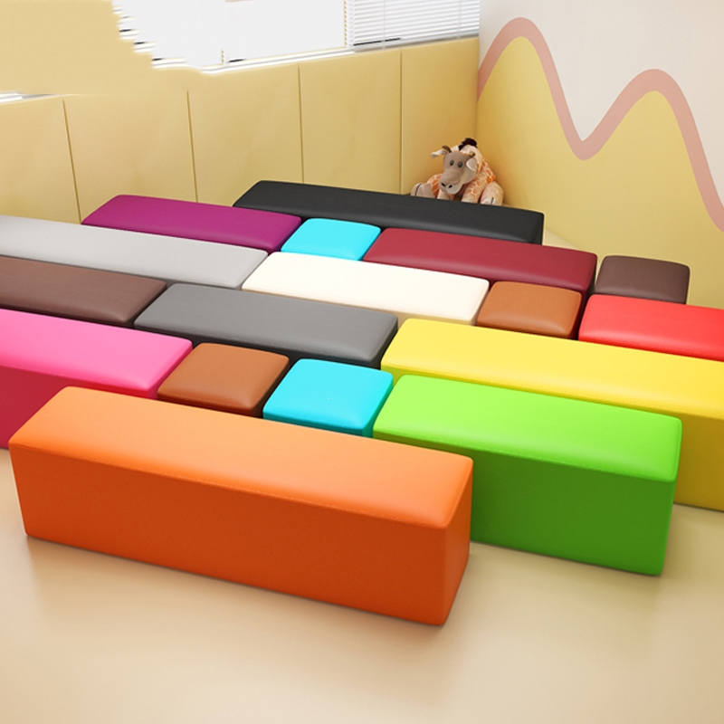 幼儿园软体组合长条凳曼莎佳人早教休息长方形围凳软包沙发凳服装店换