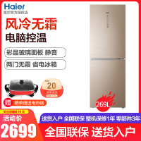 Haier/海尔 BCD-269WDGB 269升 双门冰箱 家用 冷藏冷冻 风冷无霜 节能双开门电冰箱两门 电脑控温