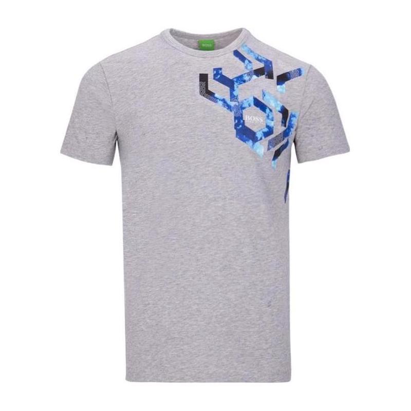Hugo boss灰色圆领徽标男士短袖T恤透气休闲百搭基础款