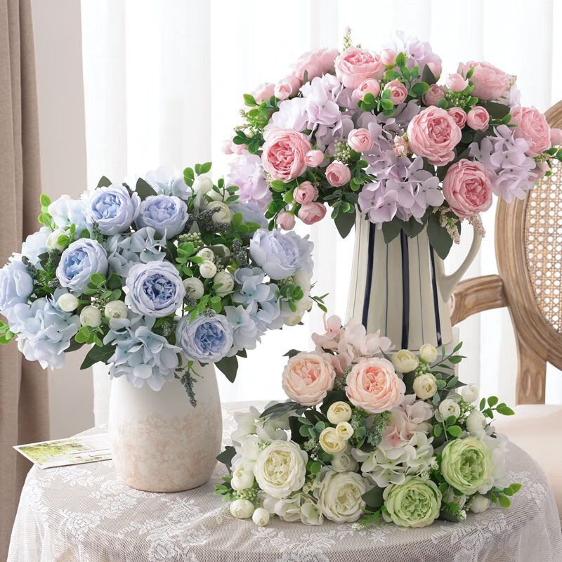 维诺亚森系仿真花假花餐桌茶几装饰绢花摆件婚庆手捧花路引花束拍照道具高清大图