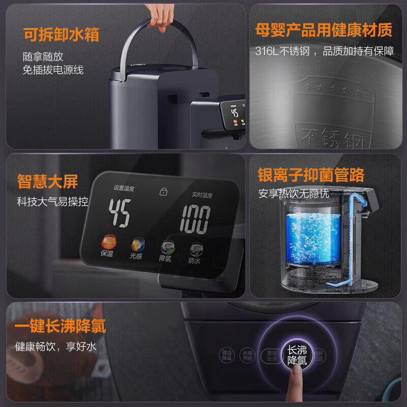 苏泊尔(SUPOR)电热水瓶恒温烧水壶5升大容量家用办公室开水壶分体式饮水机保温水箱可拆5L光节能箱SW-50T188