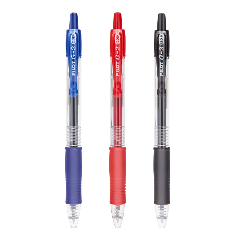 百乐(PILOT)BL-G2-38按动中性笔啫喱笔签字笔 黑色/蓝色 0.38mm 12支装/盒