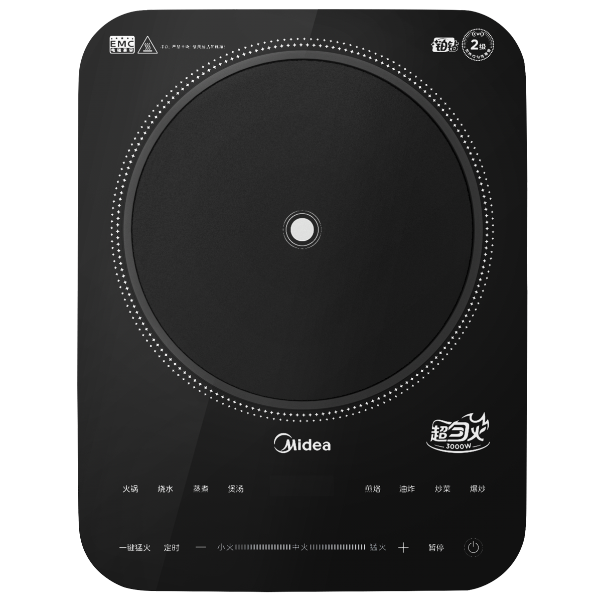 美的电磁炉恒匀火均匀加热3000W大火力铂钻玻璃面板45毫米纤薄机身煲汤火锅 MC-30RB15