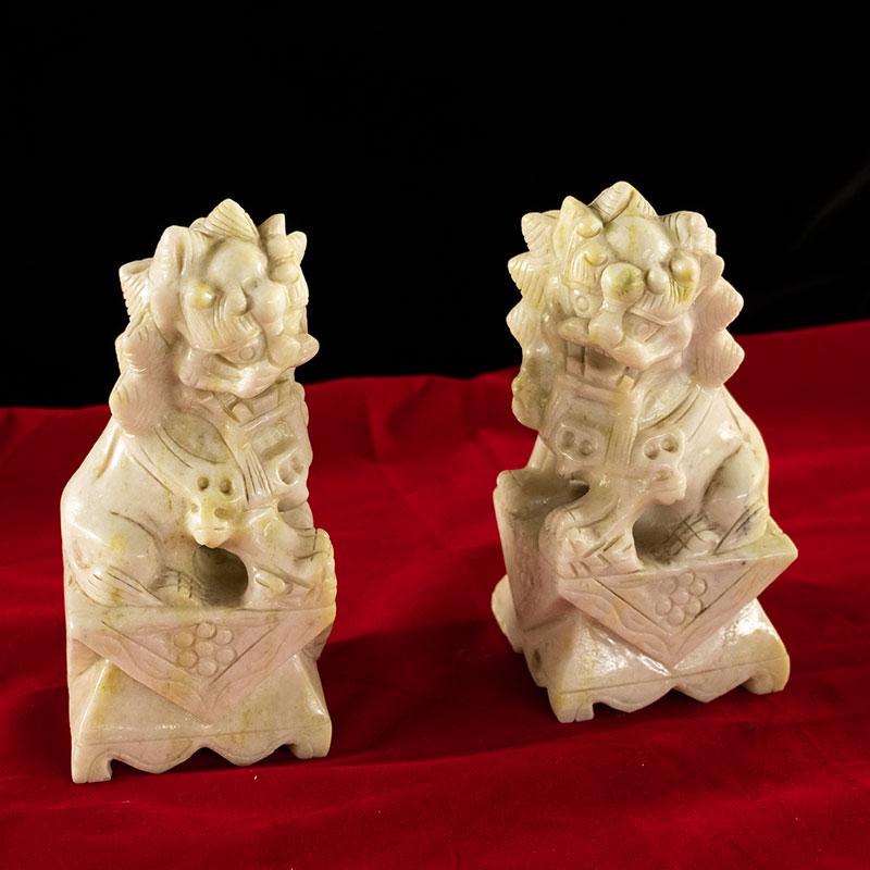 家柏饰(CORATED)玉石狮子摆件一对大小号威武北京狮家居口装饰摆设高清大图