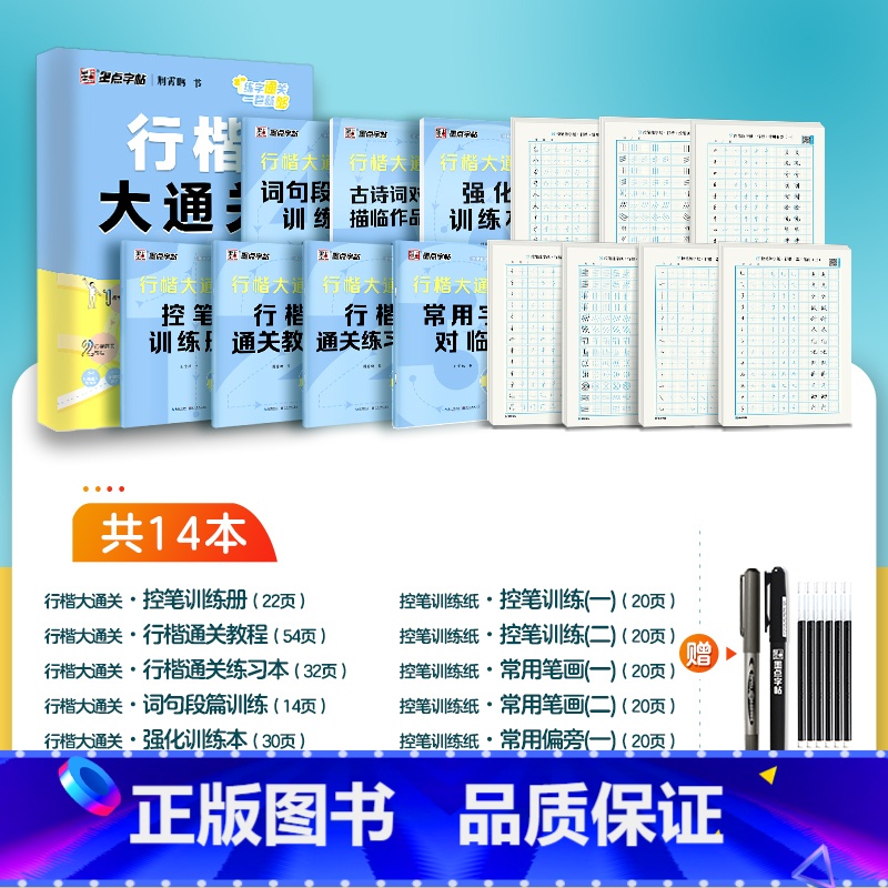 14本【行楷大通关+行楷分组训练】赠练字套装 【正版】行楷字帖练字成人荆霄鹏楷书大通关硬笔书法教程初中高中大学生公务员成