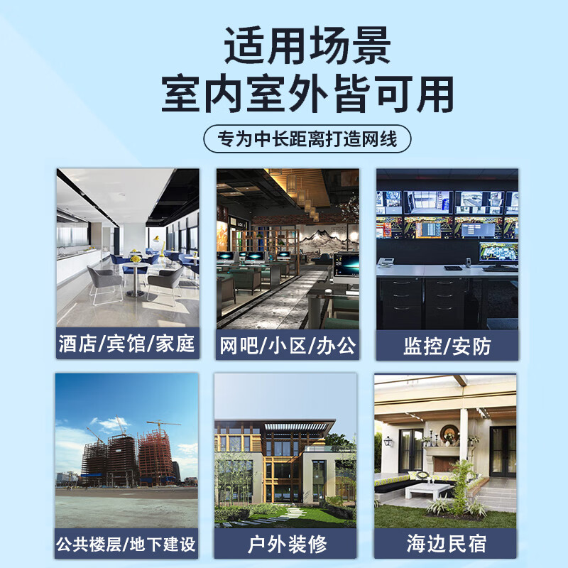 创德网线 监控 宽带连接线工程网线 无氧铜 支持POE供电 可裁剪 室外防水超六类线60857-FS300米,双护高清大图