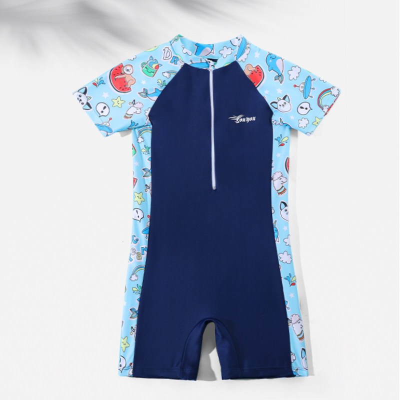 儿童泳衣男童2022新款中大童连体游泳衣宝宝泳裤套装男孩泳装