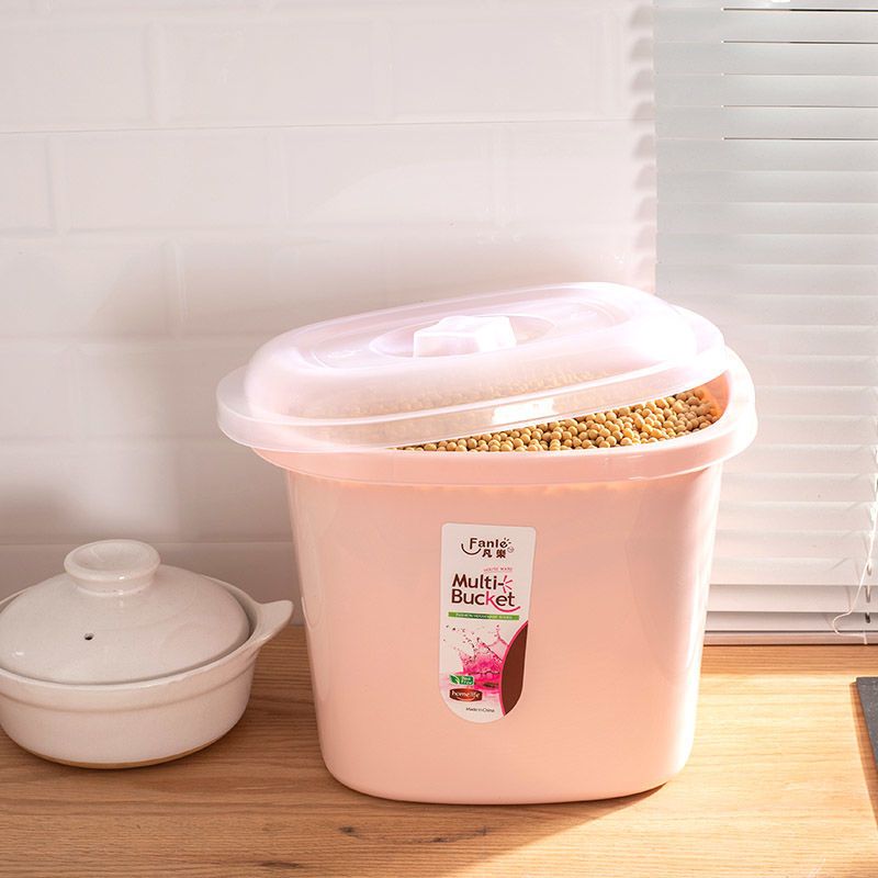 米桶家用米缸防虫防潮密封储米10斤30斤面粉储存装米桶米盒子米箱粉色