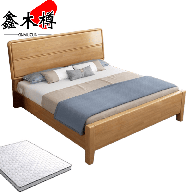 鑫木樽双人床+床垫1.5*2m套高清大图