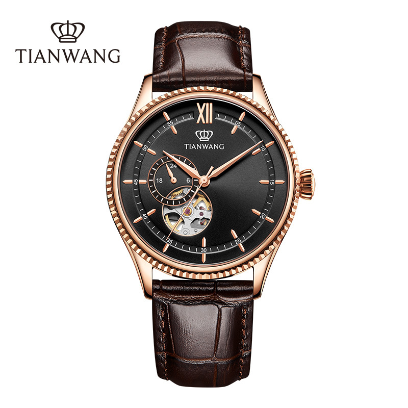 天王手表 昆仑系列男士镂空机械表商务休闲皮带男表正品防水腕表51154