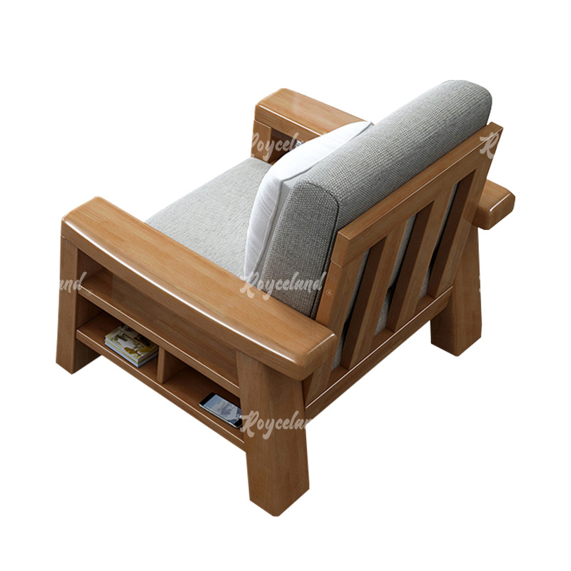 洛诗莲royceland现代简约实木沙发原木色实木沙发单人位