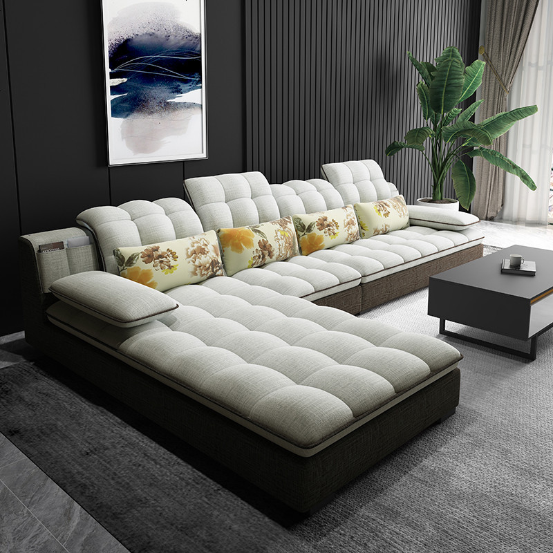 现代布艺可拆洗沙发北欧小户型组合整装客厅家具现代乳胶羽绒沙发