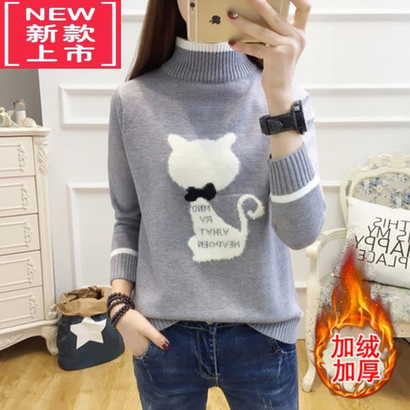 可莉允12岁大童女孩秋冬装圆领毛衣13高初中学生15岁针织打底衫保暖上衣图片