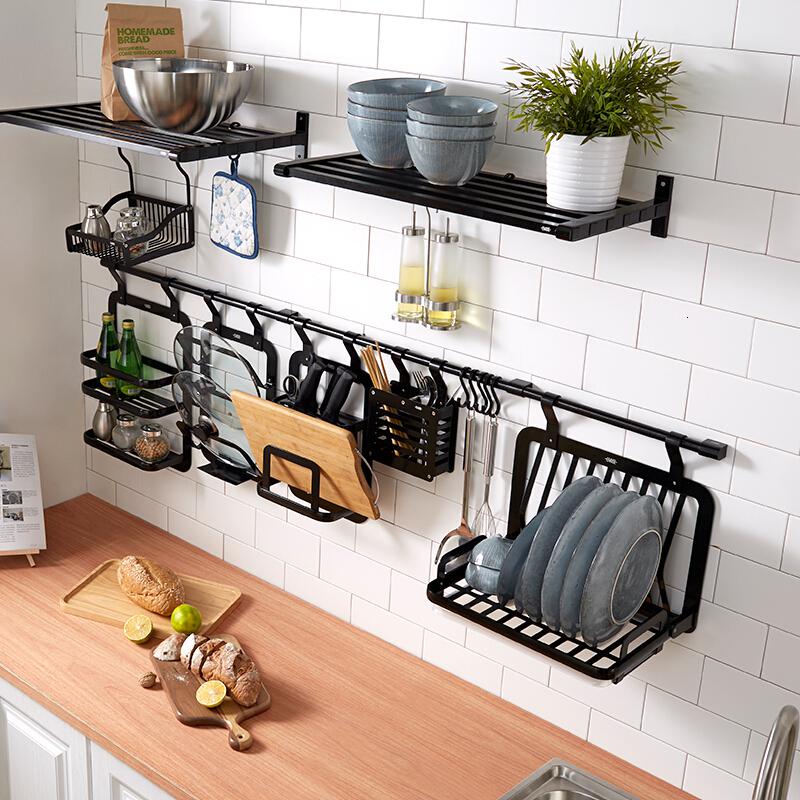 厨房碗碟架子沥水架置物架免壁挂式挂杆墙上碗架收纳架打孔安心抵