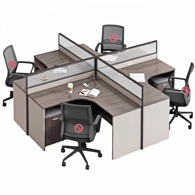 悦兴诚十字型办公桌含柜2800*2400*1100mm套高清大图