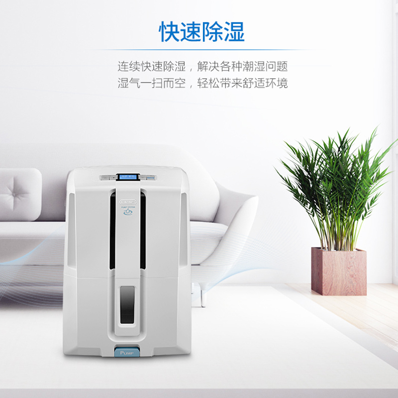 意大利德龙(DeLonghi)除湿机DD40P三重排水 独特泵压排水 40L大抽湿量 家用办公室空气净化抽湿吸湿机器