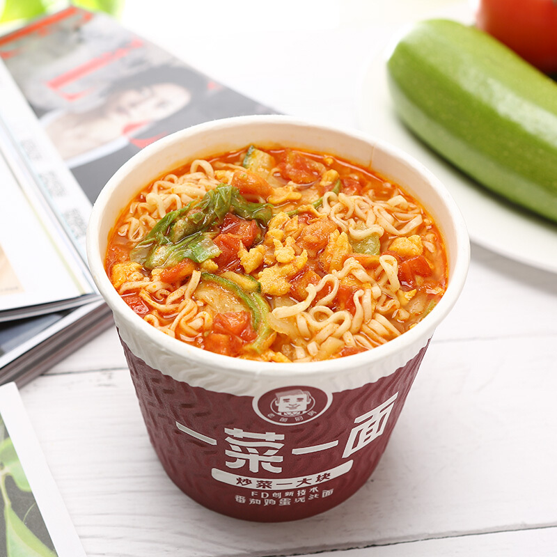 今麦郎FD冻干方便面泡面方便速食2口味组合6桶装西红柿鸡蛋 青椒肉丝