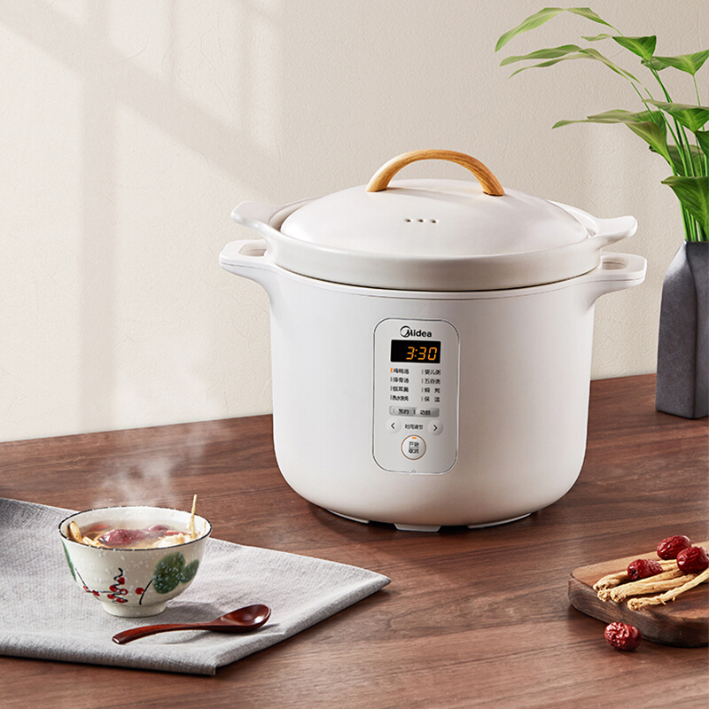美的(Midea)电炖锅 MD-DG40E101 白瓷内胆24小时智能预约养生电炖盅 隔水炖家用4L大容量适用5人以上