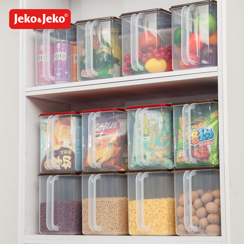 JEKO&JEKO 塑料冰箱收纳箱防潮透明保鲜盒9L 手柄式收纳盒药盒密封盒SWB-5434
