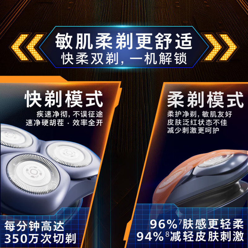 飞利浦(PHILIPS)电动剃须刀电动3系旋风PRO刮胡刀电动胡须刀剃胡刀生日礼物送男士/男生 S3885 深紫色高清大图