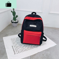 时尚潮流背包双肩包男初中学生书包男高中生女男生帆布韩版学生包NEWLAKE 撞色黑