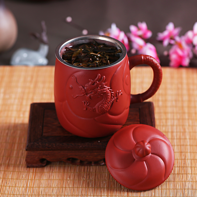 家柏饰(CORATED)紫砂杯过滤功夫茶杯陶瓷茶具泡茶杯小单杯喝茶杯大号水杯带盖杯子高清大图