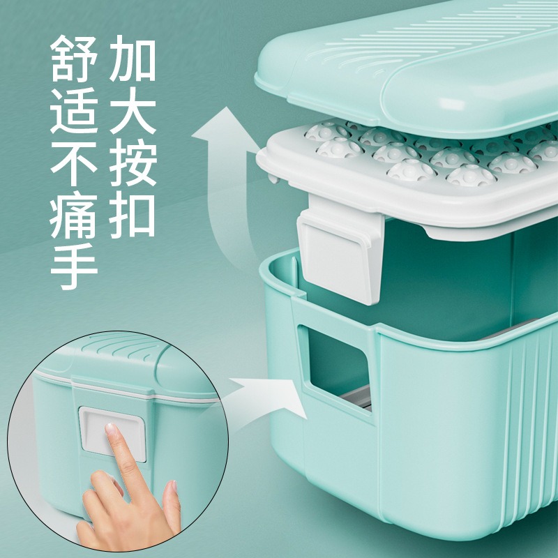丽佳邦多功能香皂盒起泡器带盖沥水免手搓起泡盒创意家用滚轮肥皂盒 肥皂起泡盒[蓝+绿]高清大图