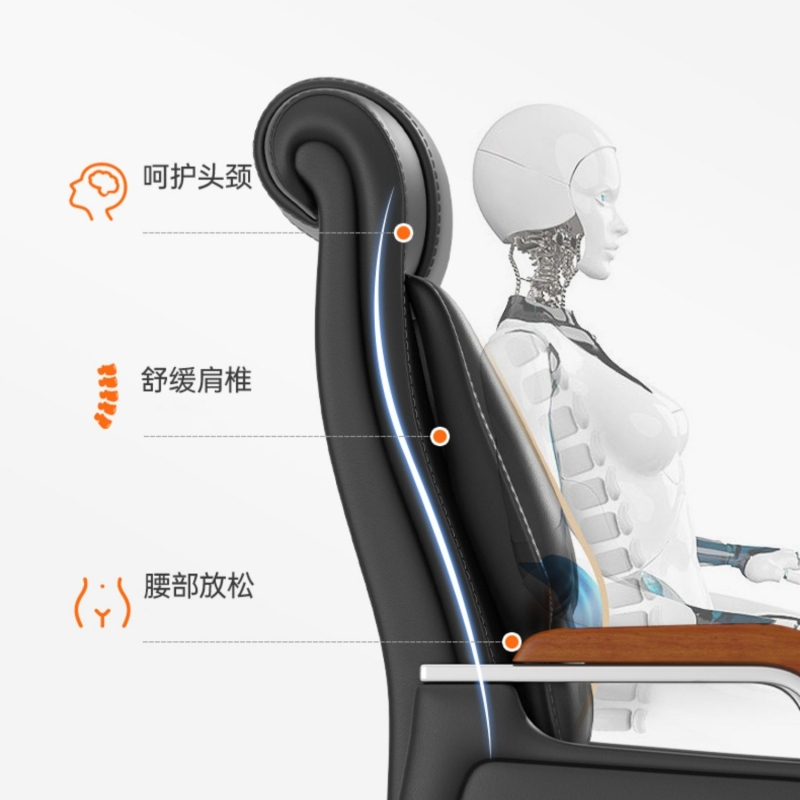 锦北 老板椅升降座椅电脑椅可躺办公椅旋转商务椅 科技皮+搁脚按摩