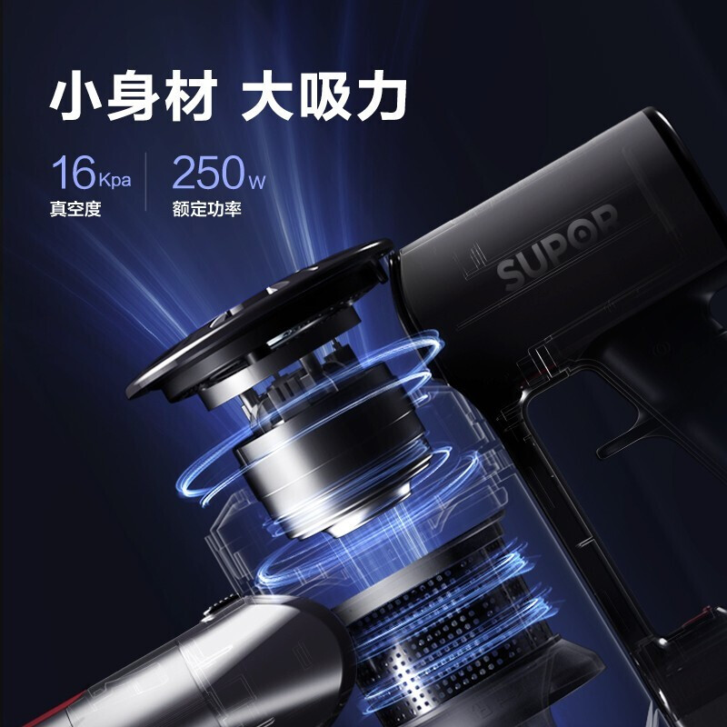 苏泊尔 (SUPOR ) 手持吸尘器无线吸尘器家用立式充电宠物家庭车载适用可吸猫毛VCS63-C10 蓝色高清大图