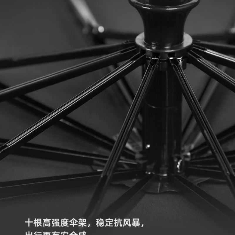 天堂全自动雨伞10K三折30729加固一键开收易甩干简约晴雨伞兰灰色伞下103CM高清大图
