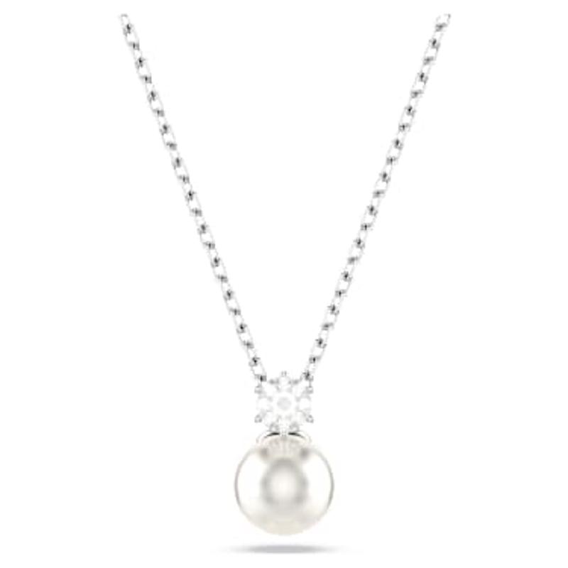 Swarovski优雅简约水晶珍珠项链 女士镀铑吊坠奢华珠宝饰品高清大图