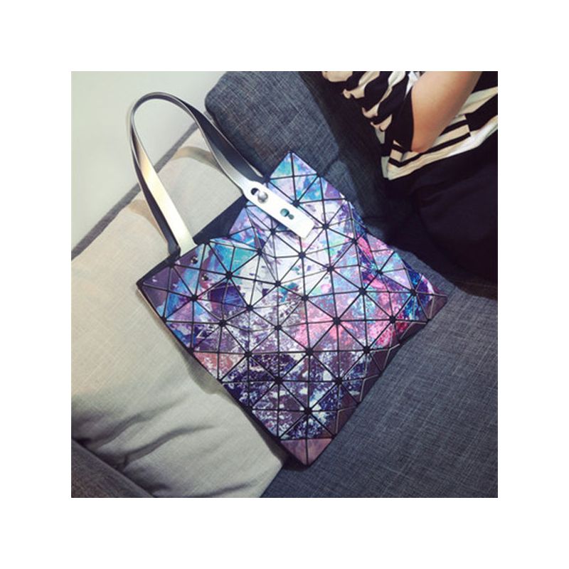 派尼美特日本镭射包2020新款女包几何菱格手提包单肩包时尚折叠女士