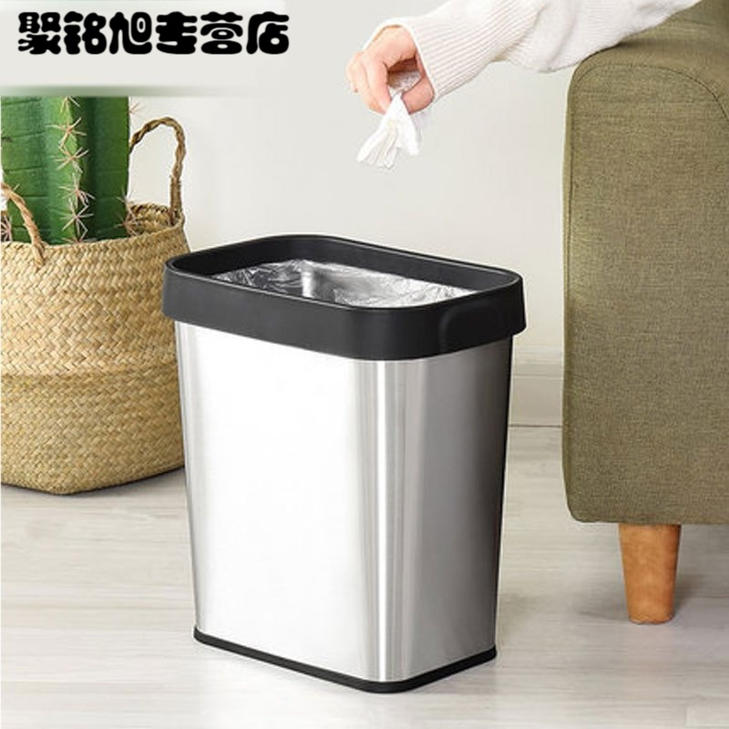 厨房垃圾桶家用无盖欧式创意大号客厅卧室卫生间厕所不锈钢垃圾桶多款多功能家用垃圾收纳筒清洁用品清洁工具